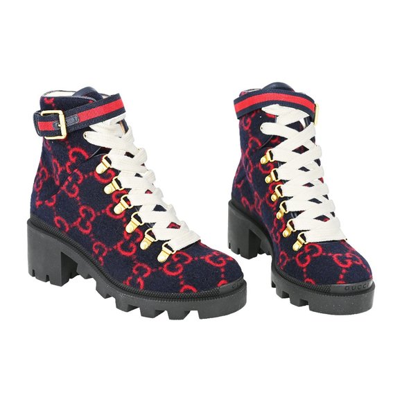 Gucci Women's GG Logo Wool Ankle Boot - Picture 2 of 9